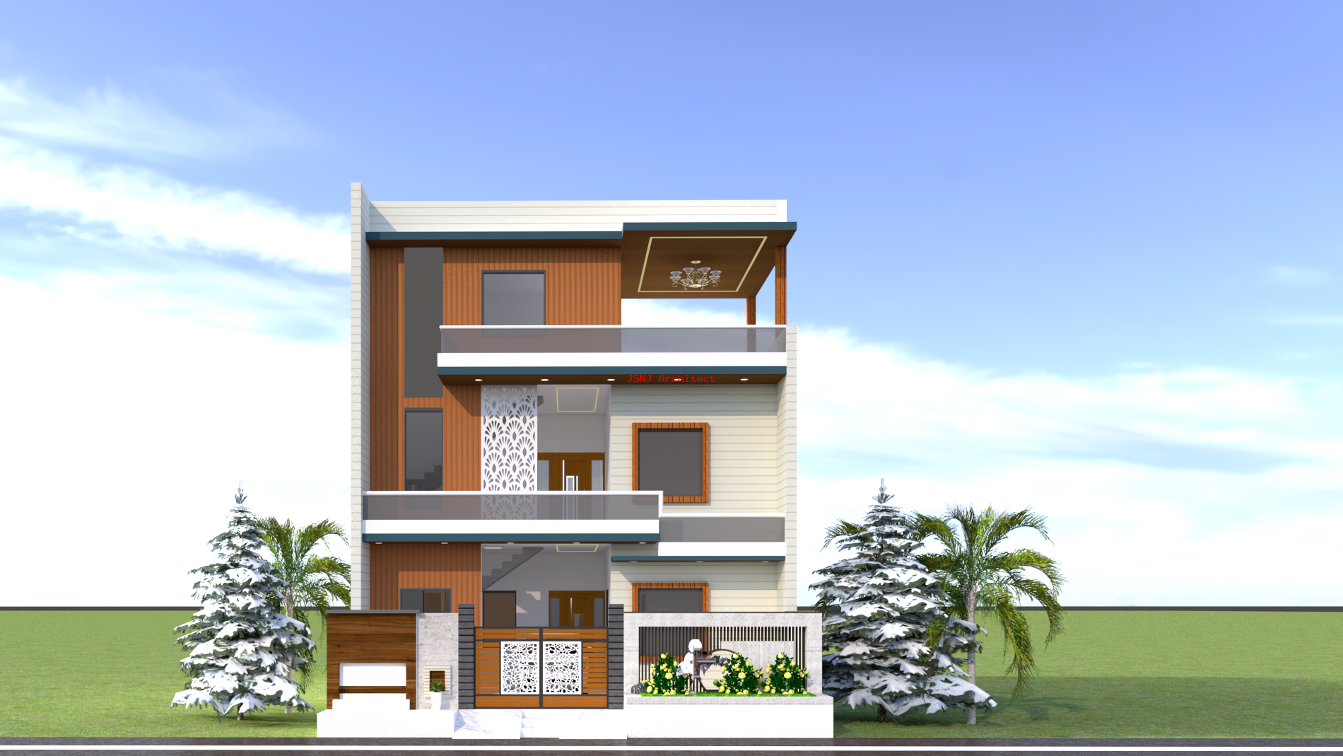 Pure Vastu Modern Luxury 2 Bedroom House Plan with Open Sky Courtyard