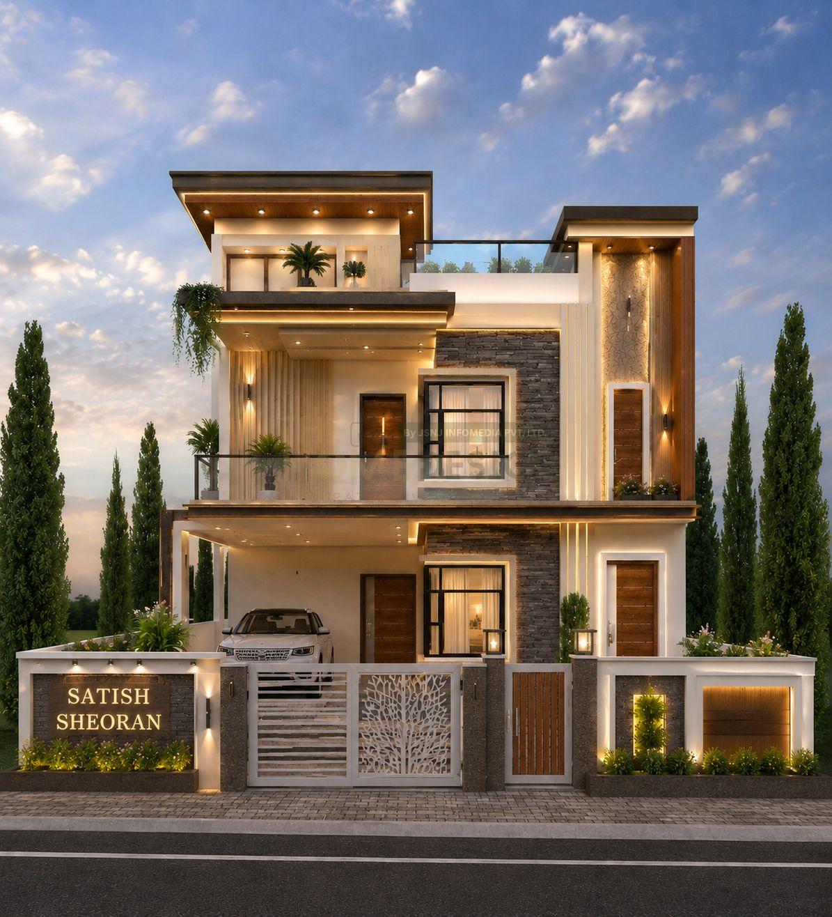 Modern Luxury Duplex House Elevation Design