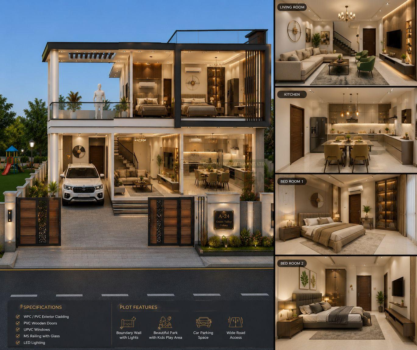 Modern WPC & PVC Front Elevation Design