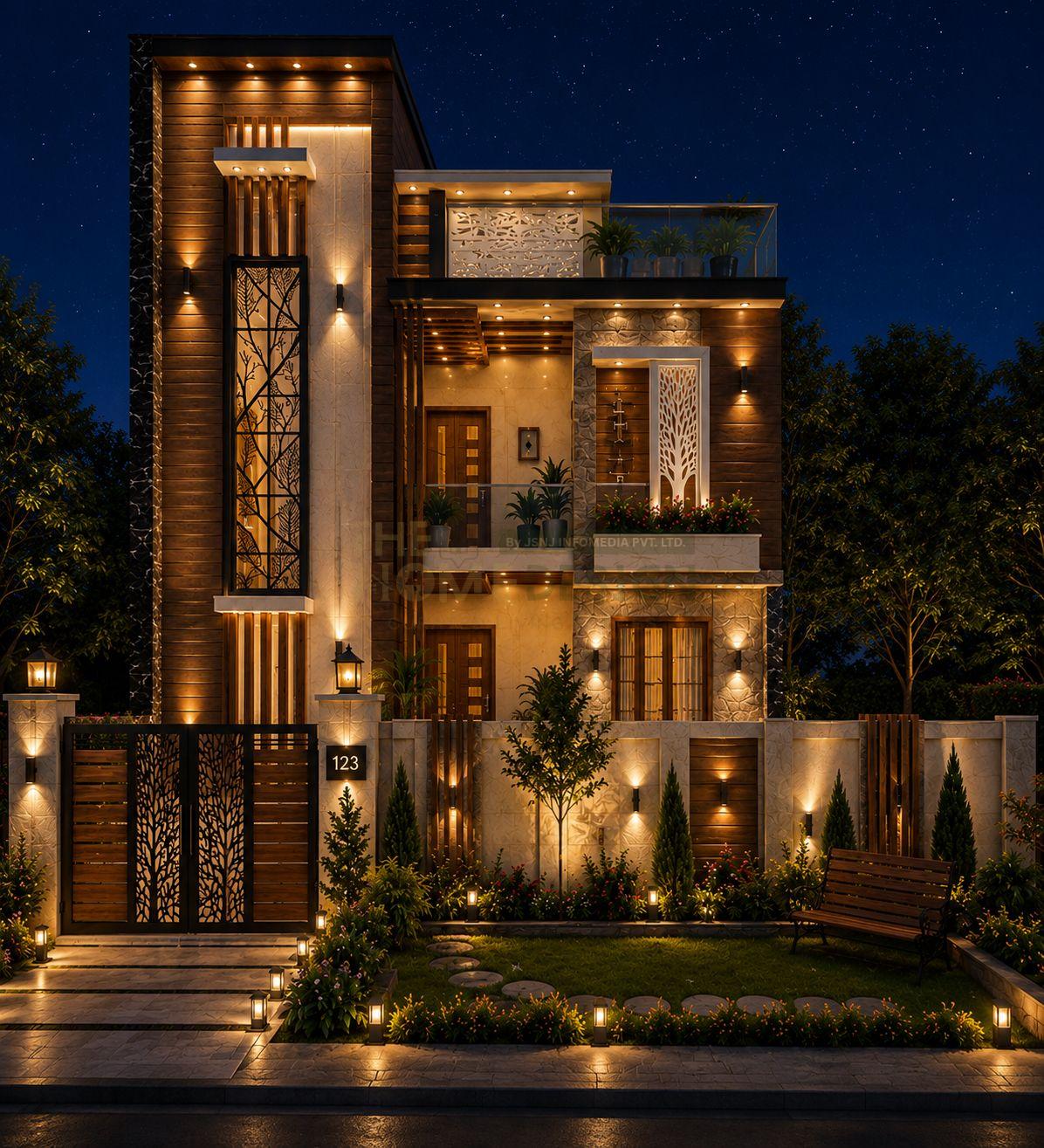 Modern WPC & PVC Front Elevation Design