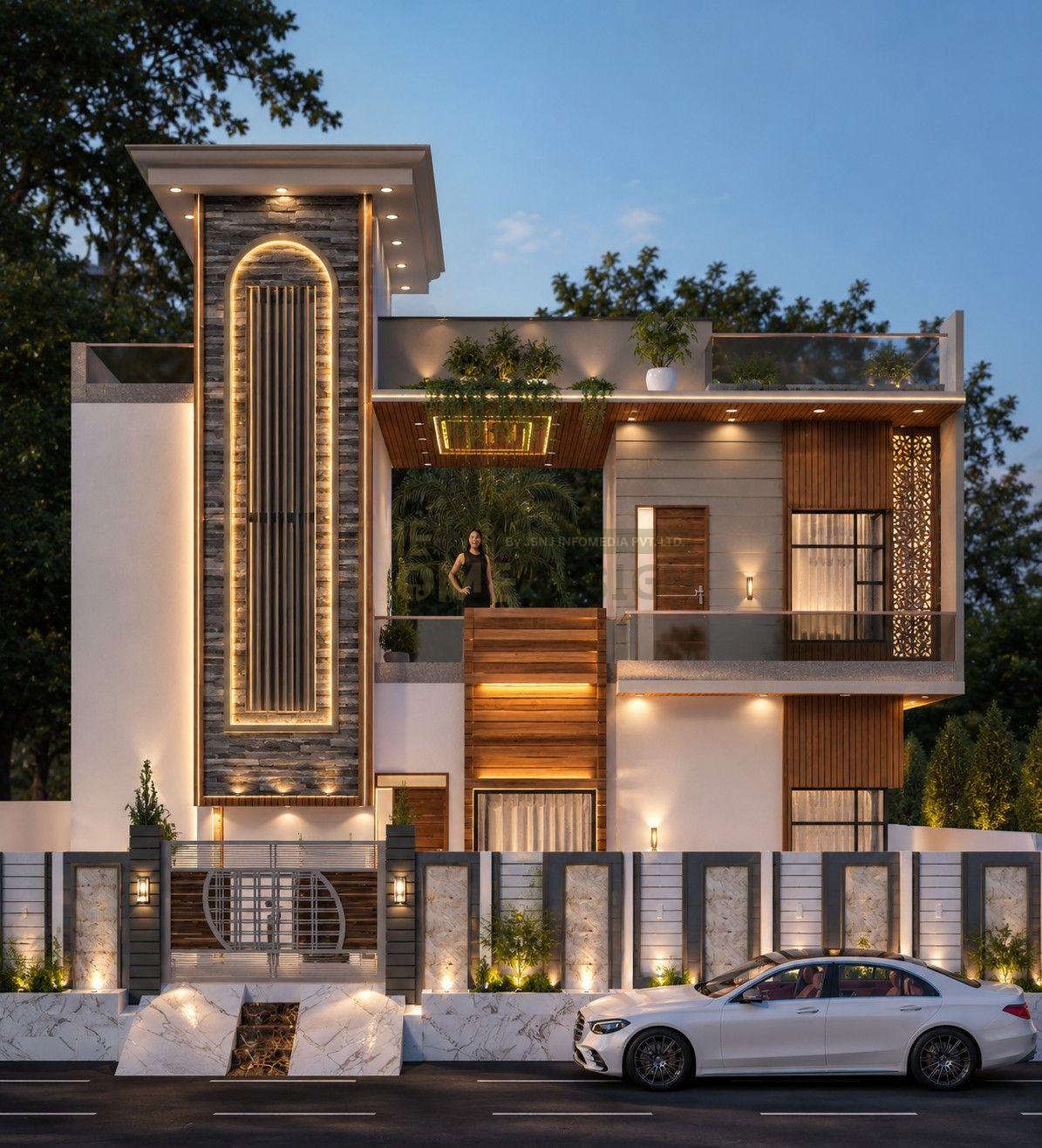Modern Double Storey House Front Elevation Design | Luxury Home Exterior 2026